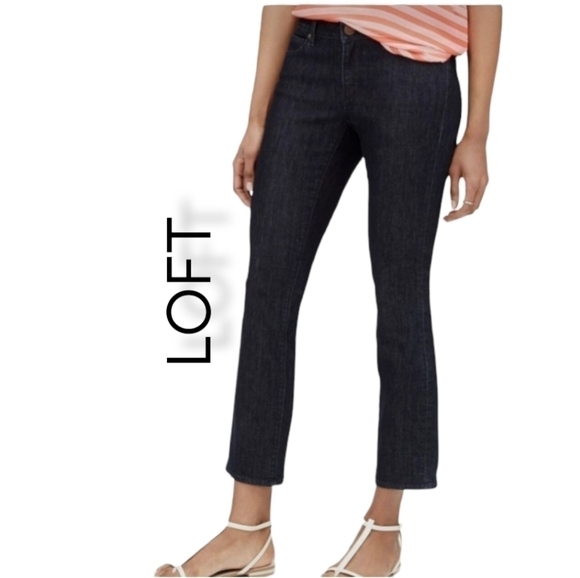 Loft Ann Taylor Cropped Capri cuffed black pants business casual sz 6P - Picture 2 of 8